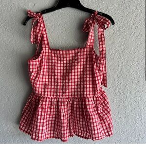 Madewell Tie Strap Top in Gingham